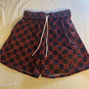 Asylum Black and Red Graphic Shorts